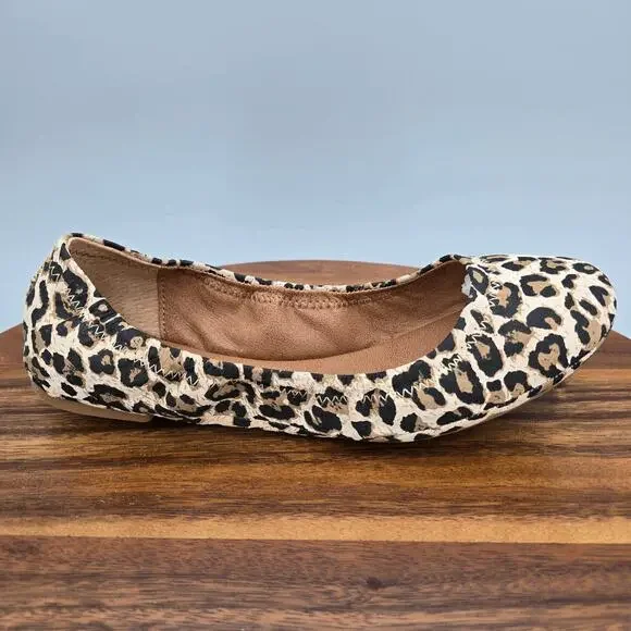 Lucky Brand Emmie Ballet Flats Women's M Leopard Print Leather